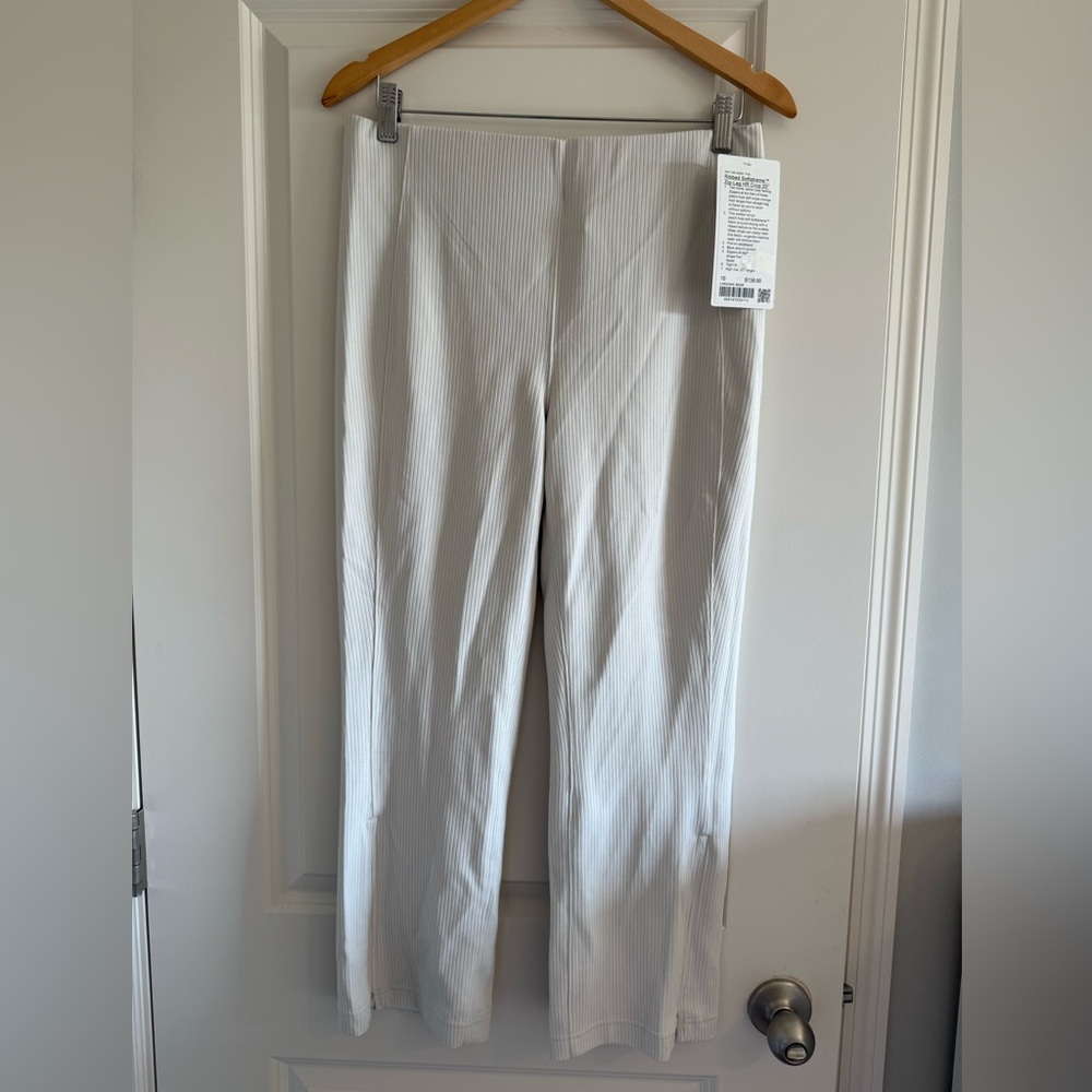 Lululemon Ribbed Softstreme Zip-leg High Rise Cropped Pant 25” BONE Size 10 New